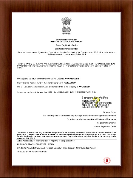 Incorporation Certificate