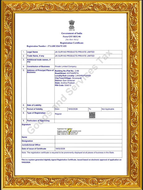 Incorporation Certificate